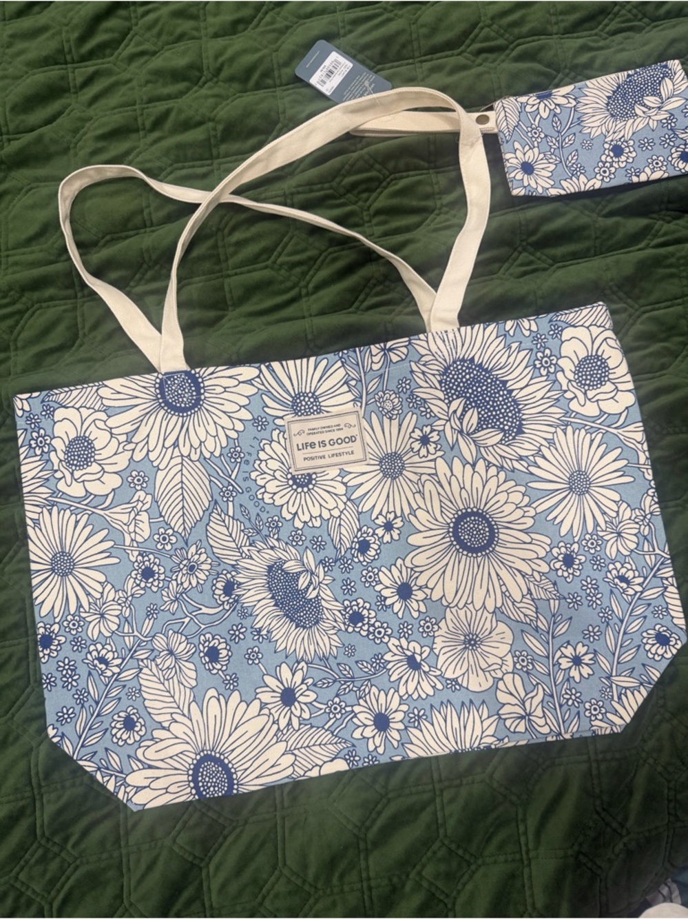 Life is Good tote and zipper pouch set